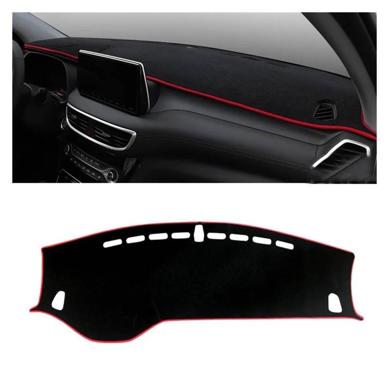 Auto Armaturenbrett Abdeckmatte Für Hyundai Für Tucson TL 2015-2020 Auto Dashboard Vermeiden Licht Pad Instrument Plattform Abdeckung Teppiche Zubehör(LHD 2019-2020 Red) von Eejghfwq