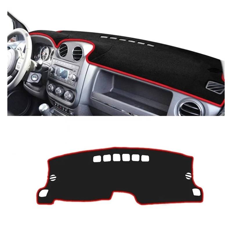 Auto Armaturenbrett Abdeckmatte Für Jeep Für Patriot 2007 2008 2009 2010 2011 2012 2013 2014 2015 2016 Auto Dashboard Abdeckung Matte Sonnenschutz Nicht-Slip Pad Zubehör(A Red Side) von Eejghfwq