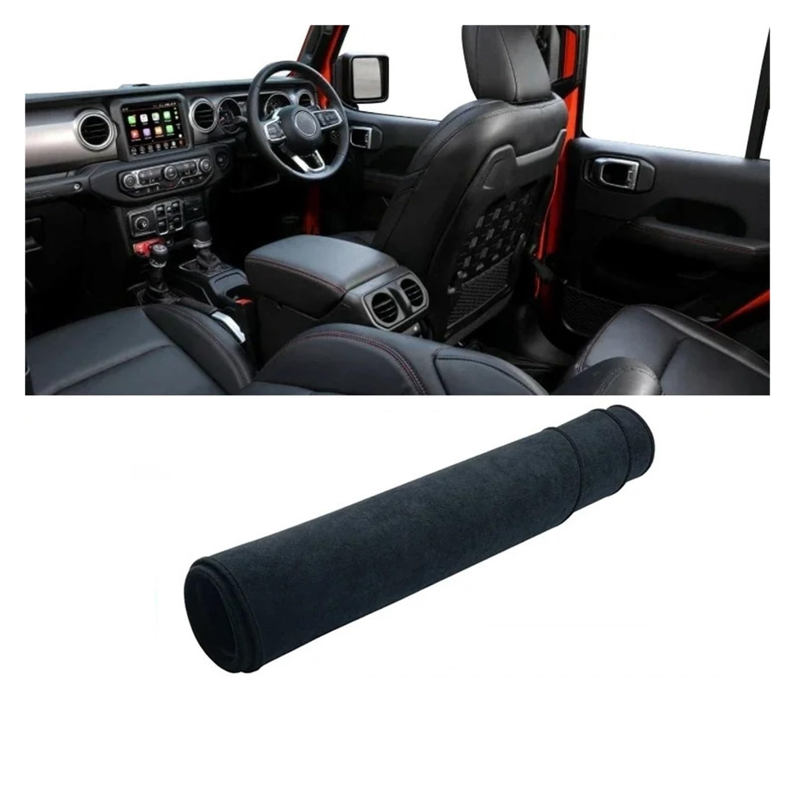 Auto Armaturenbrett Abdeckmatte Für Jeep Für Wrangler JL 2018 2019 2020 2021 2022 2023 2024 Auto Dashboard Abdeckung Dash Matte Sonnenschutz Nicht-Slip Pad(Black RHD) von Eejghfwq