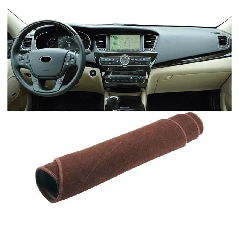 Auto Armaturenbrett Abdeckmatte Für Kia Für Cadenza K7 2009 2010 2011 2012 2013 2014 2015 Auto Dashboard Abdeckung Dash Matte Sonnenschutz Nicht-Slip Pad Zubehör(B LHD Brown) von Eejghfwq