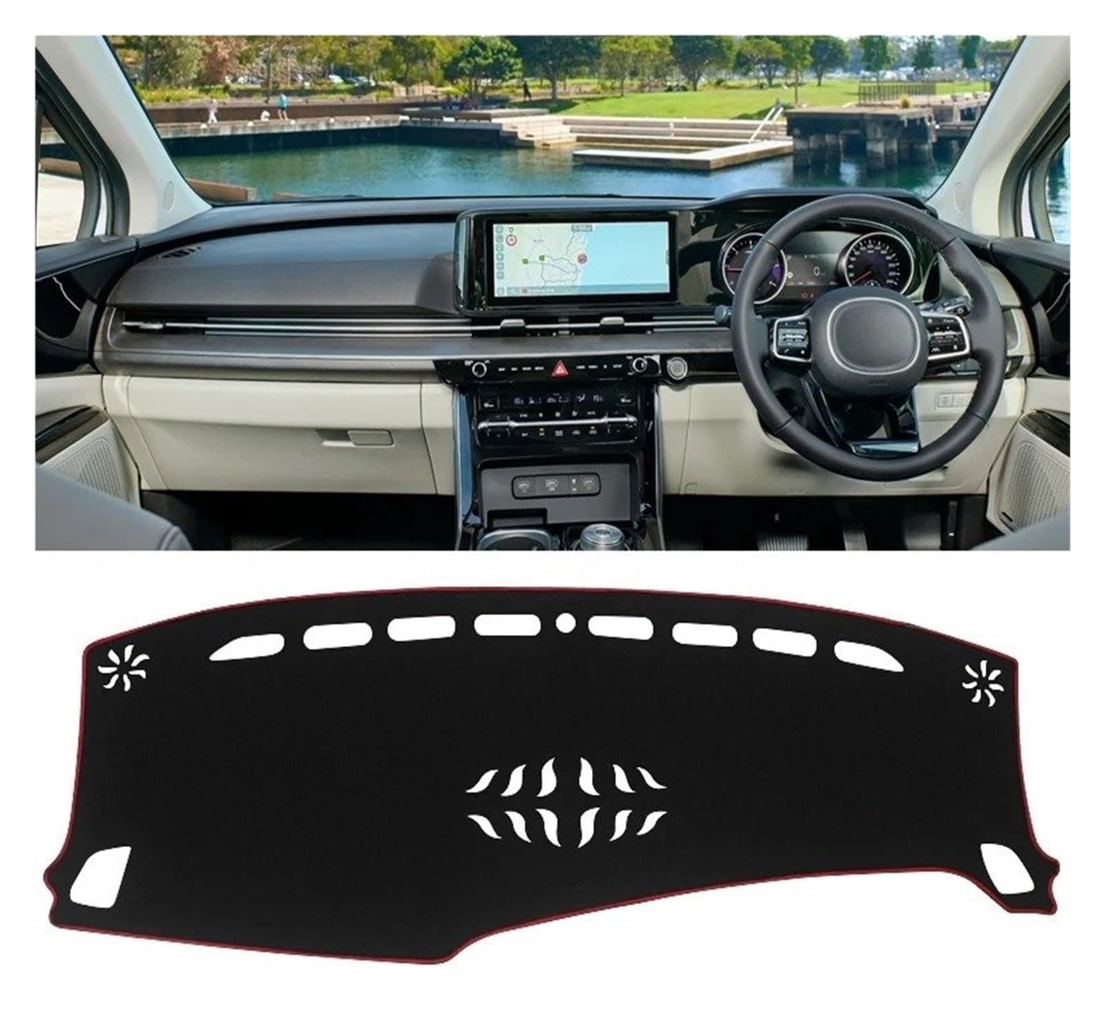 Auto Armaturenbrett Abdeckmatte Für Kia Für Carnival Für Sedona KA4 2020-2022 Auto Dashboard Sonnenschutz Pad Instrument Plattform Schreibtisch Nicht-Slip Teppiche Abdeckung Matten(RHD Red Side) von Eejghfwq