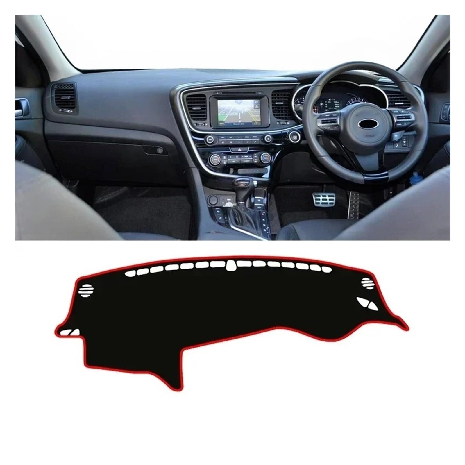 Auto Armaturenbrett Abdeckmatte Für Kia Für Optima K5 2011 2012 2013 2014 2015 Auto Dashboard Abdeckung Dash Matte Sonnenschutz Vermeiden Licht Nicht-Slip Pad Zubehör(A RHD Red Side) von Eejghfwq