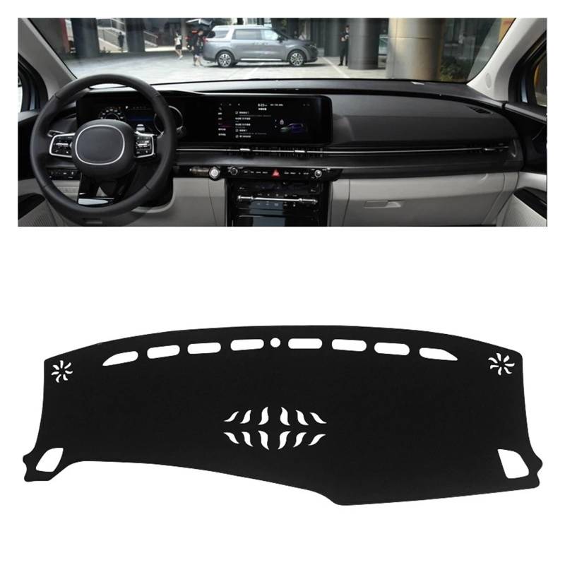 Auto Armaturenbrett Abdeckmatte Für Kia Für Sedona Für Carnival KA4 2020 2021 2022 2023 2024 Auto Dashboard Abdeckung Dash Matte Sonnenschutz Nicht-Slip Pad Zubehör(A Black Side LHD) von Eejghfwq