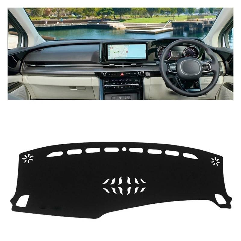 Auto Armaturenbrett Abdeckmatte Für Kia Für Sedona Für Carnival KA4 2020 2021 2022 2023 2024 Auto Dashboard Abdeckung Dash Matte Sonnenschutz Nicht-Slip Pad Zubehör(A Black Side RHD) von Eejghfwq