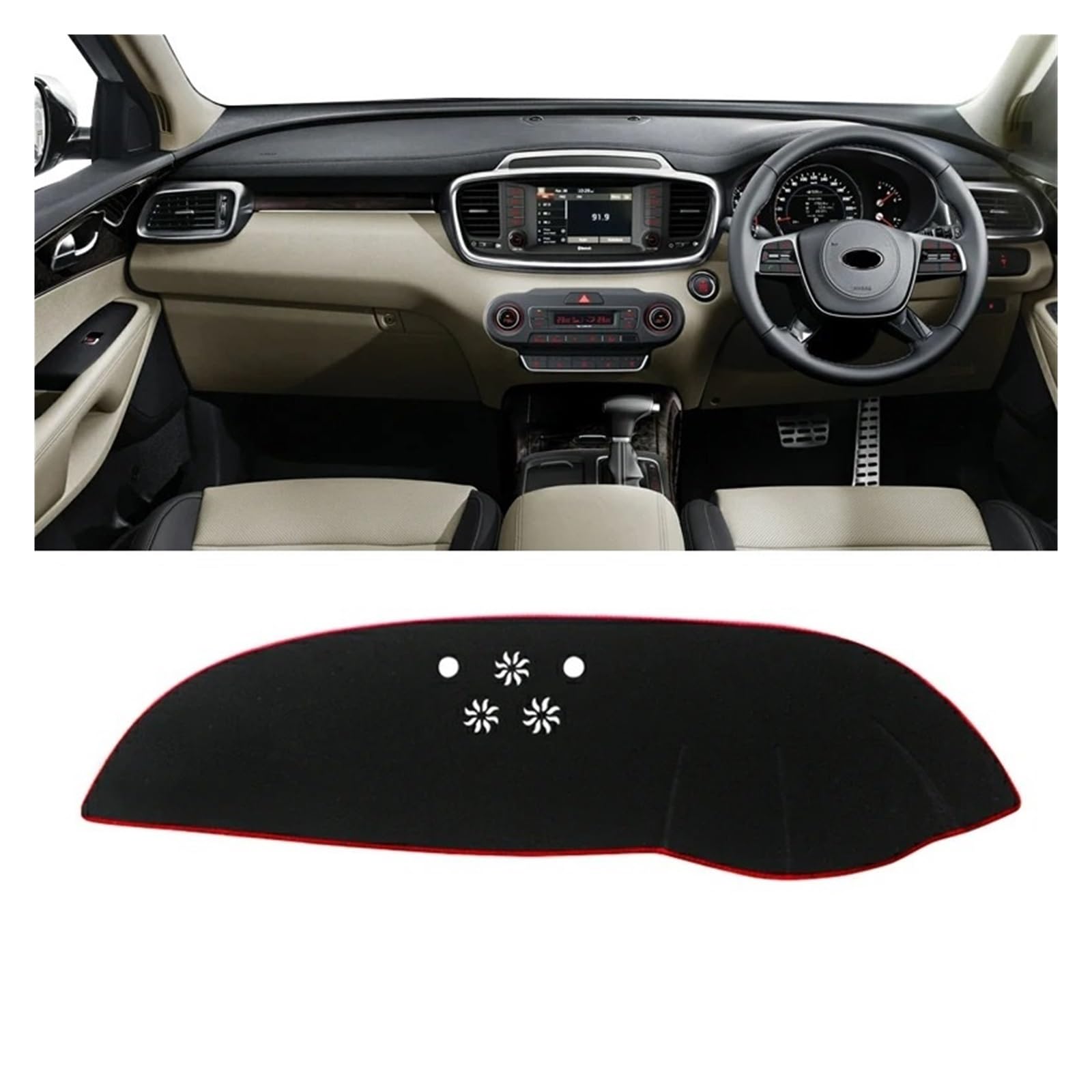 Auto Armaturenbrett Abdeckmatte Für Kia Für Sorento 3 2015 2016 2017 2018 2019 2020 Auto Dashboard Matte Sonnenschutz Instrument Schreibtisch Abdeckung Zubehör(A RHD Red Side) von Eejghfwq