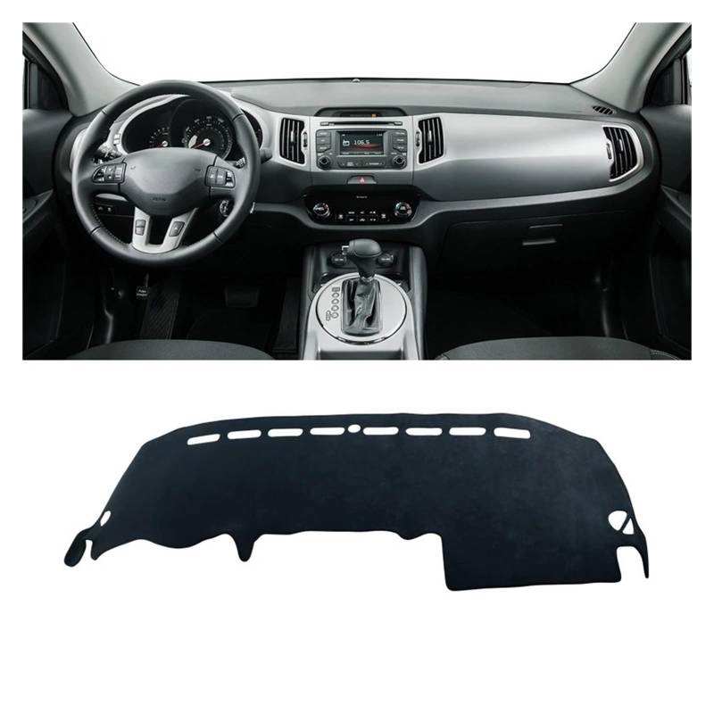 Auto Armaturenbrett Abdeckmatte Für Kia Für Sportage R 3rd 2011 2012 2013 2014 2015 LHD Auto Dashboard Abdeckung Matten Vermeiden Licht Pads Anti-uv Fall Teppiche(B Black) von Eejghfwq