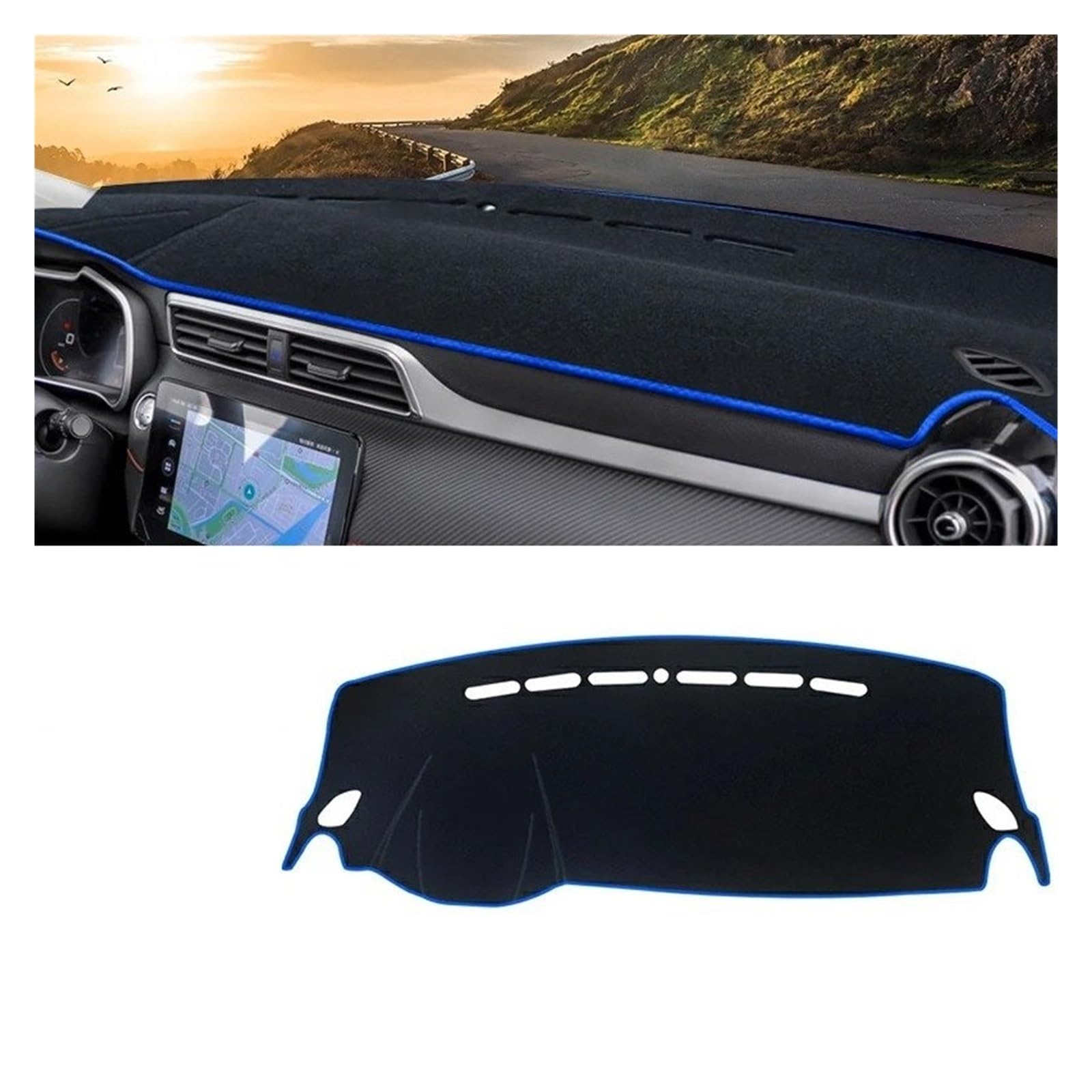 Auto Armaturenbrett Abdeckmatte Für MG Für ZS Für EZS 2017 2018 2019 2020 2021 2022 Auto Dashboard Vermeiden Licht Pad Instrument Plattform Schreibtisch Abdeckung Matte Teppiche(A Blue Side LHD) von Eejghfwq