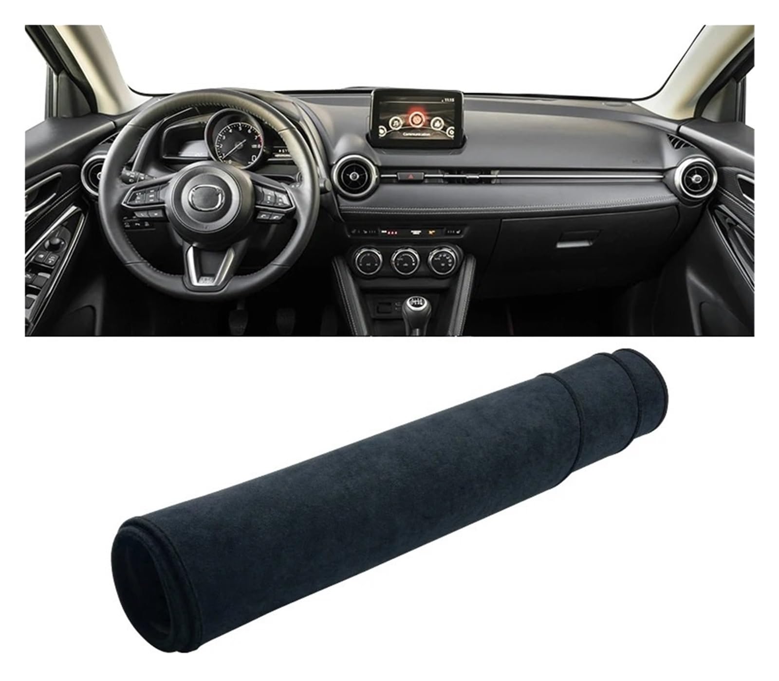 Auto Armaturenbrett Abdeckmatte Für Mazda 2 DJ DL 2015 2016 2017 2018 2019 2020 2021 2022 2023 Auto Dashboard Abdeckung Sonnenschutz Matte Vermeiden Licht Pad Non-Slip Teppich(B LHD Black) von Eejghfwq