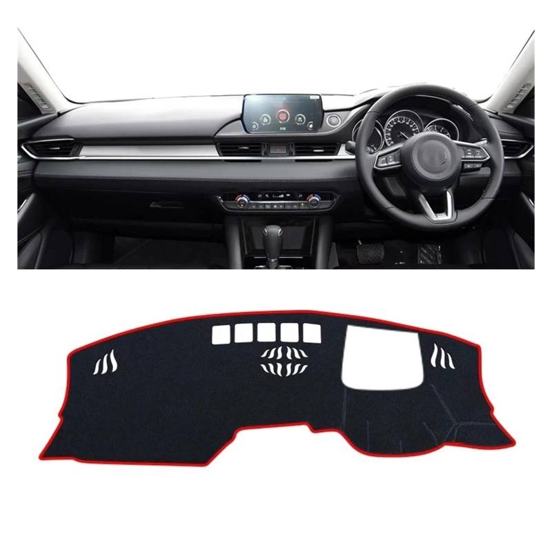 Auto Armaturenbrett Abdeckmatte Für Mazda 6 Für Atenza GL 2018-2023 Auto Dashboard Abdeckung Matte Auto Dash Board Sonnenschutz Pad Teppiche Zubehör(RHD with HUD Red) von Eejghfwq