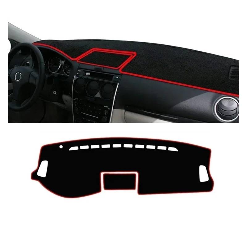 Auto Armaturenbrett Abdeckmatte Für Mazda 6 GG 2002 2003 2004 2005 2006 2007 Auto Dashboard Abdeckung Dash Matte Sonnenschutz Anti-Uv Nicht-Slip Pad Zubehör(A LHD Red Side) von Eejghfwq