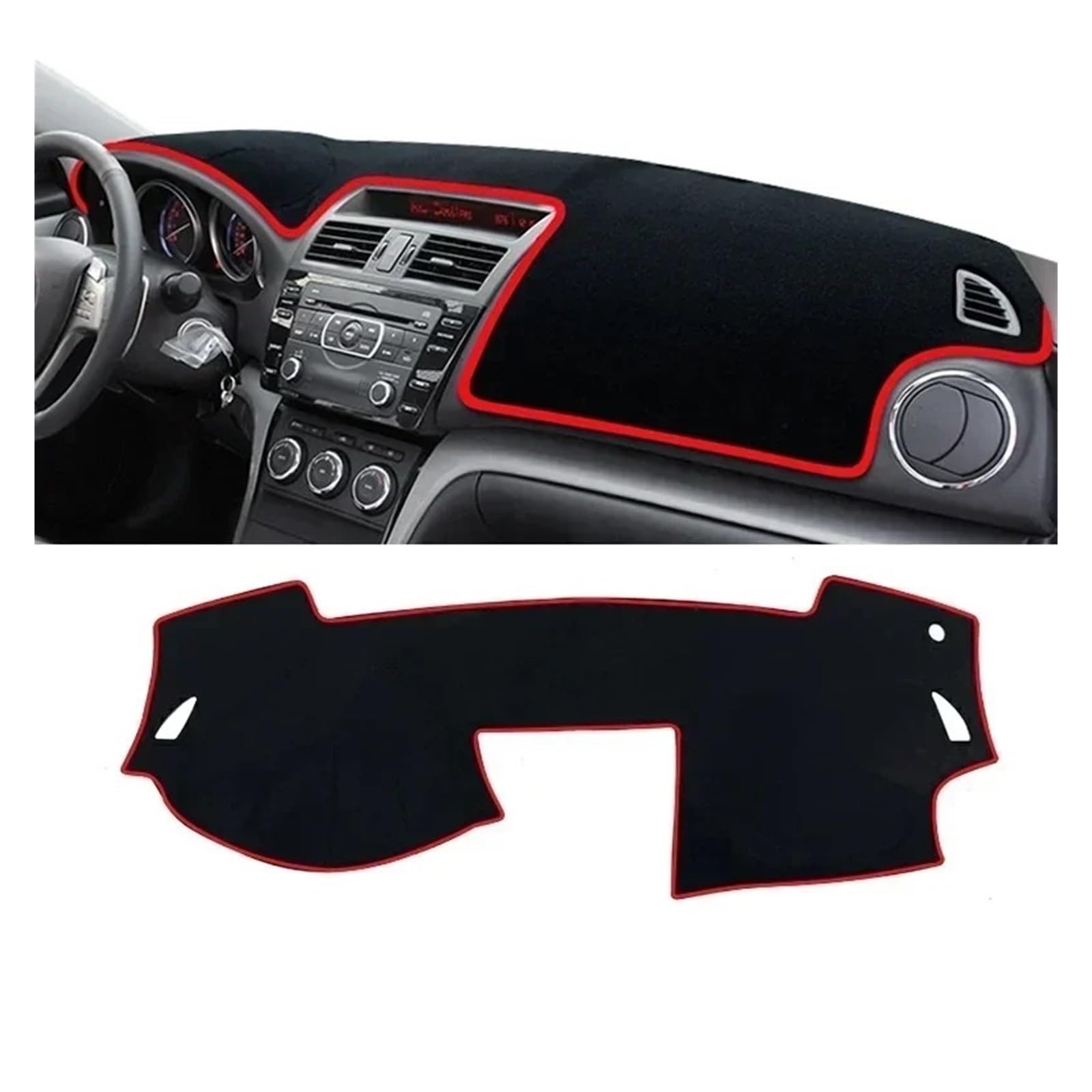 Auto Armaturenbrett Abdeckmatte Für Mazda 6 GH 2008 2009 2010 2011 2012 Auto Dashboard Abdeckung Sonnenschutz Vermeiden Licht Matte Instrument Panel Pad Zubehör(A LHD Red Side) von Eejghfwq