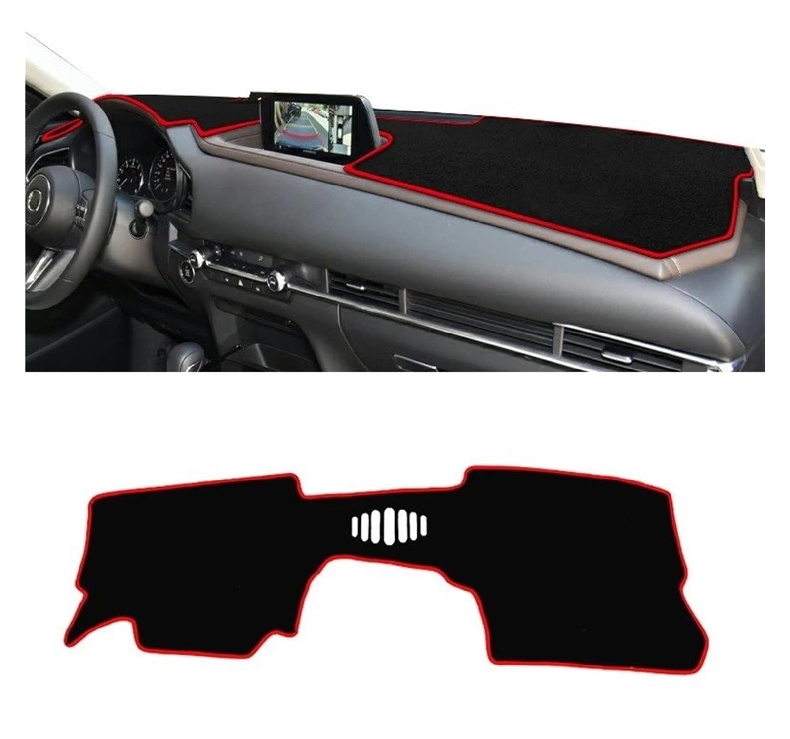 Auto Armaturenbrett Abdeckmatte Für Mazda Für CX-30 CX30 DM 2019 2020 2021 2022 2023 Auto Dashboard Abdeckung Dash Matte Sonnenschutz Anti-Uv Nicht-Slip Pad Zubehör(A LHD NO HUD Red) von Eejghfwq