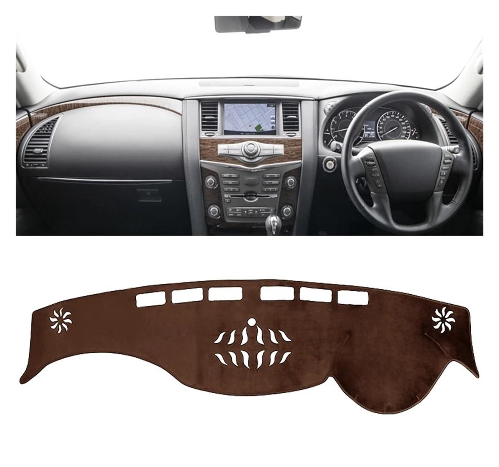 Auto Armaturenbrett Abdeckmatte Für Nissan Für Patrol Y62 Für Armada 2010-2023 Auto Dashboard Abdeckung Matten Vermeiden Licht Pad Teppiche(B Brown RHD) von Eejghfwq