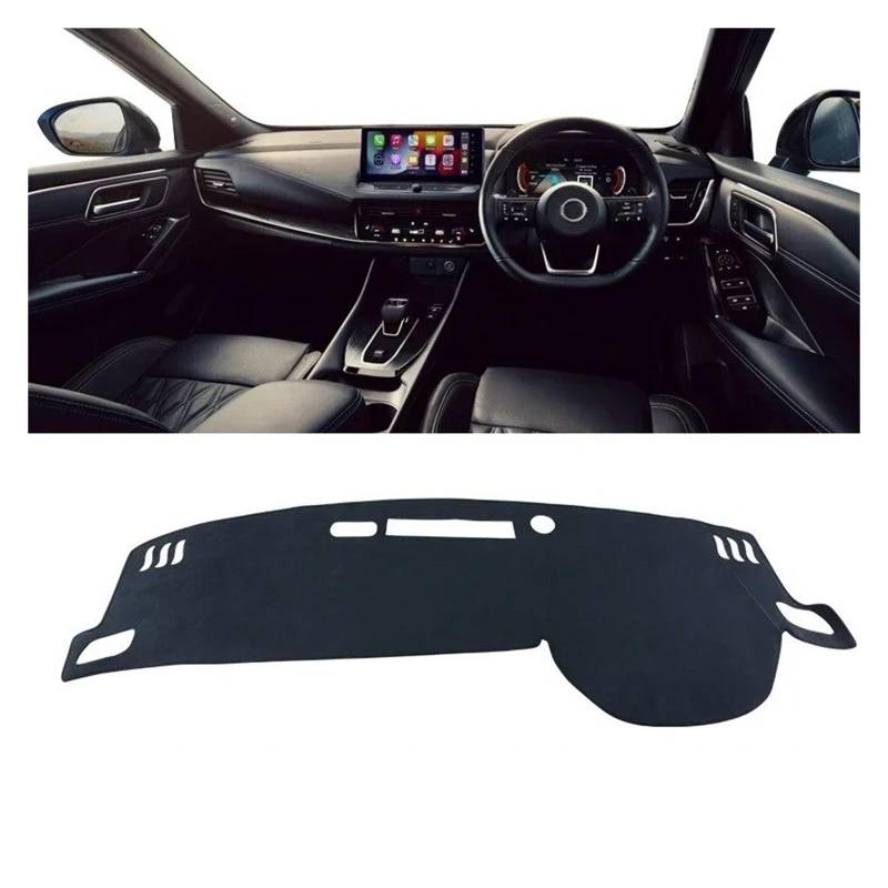 Auto Armaturenbrett Abdeckmatte Für Nissan Für Qashqai J12 2021 2022 2023 2024 Auto Dashboard Abdeckung Dash Matte Sonnenschutz Nicht-Slip Pad Zubehör(B RHD Black) von Eejghfwq