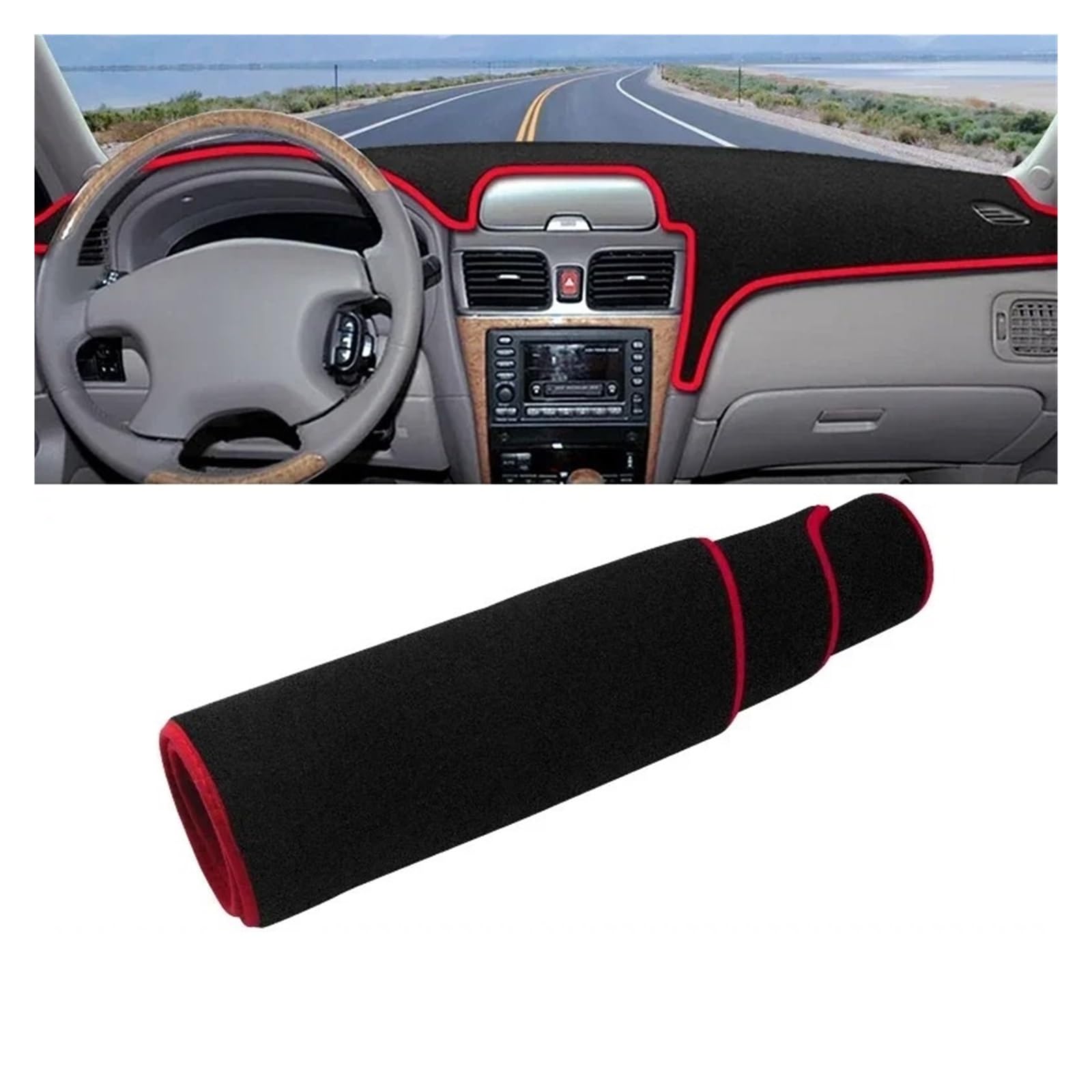 Auto Armaturenbrett Abdeckmatte Für Nissan Für Sentra B15 2000 2001 2002 2003 2004 2005 2006 Auto Dashboard Abdeckung Dash Matte Sonnenschutz Nicht-Slip Pad Zubehör(LHD Red Side) von Eejghfwq