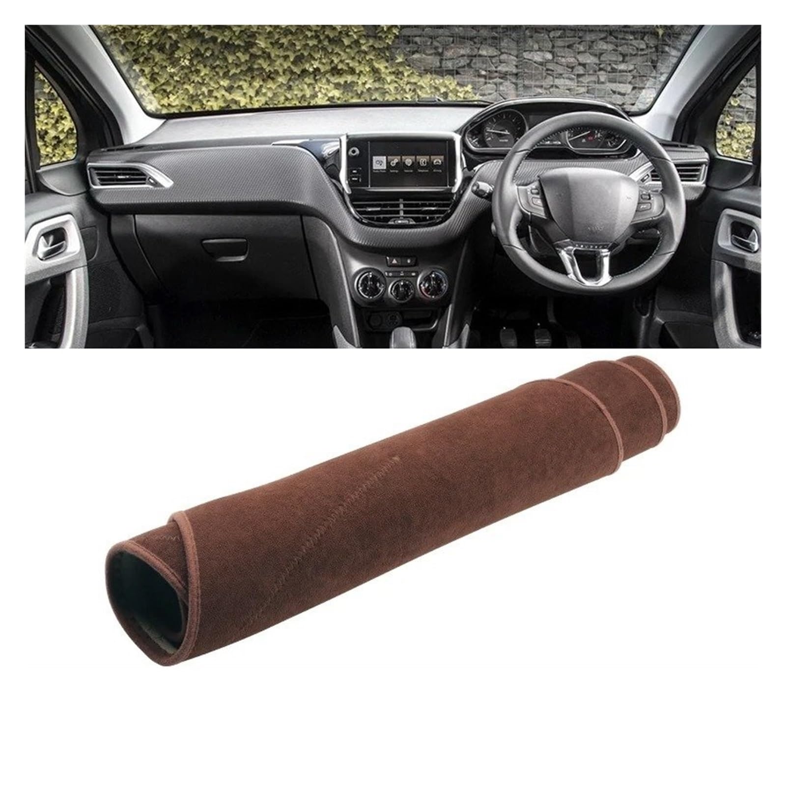 Auto Armaturenbrett Abdeckmatte Für Peugeot 2008 2013 2014 2015 2016 2017 2018 Zubehör Auto Dashboard Abdeckung Dash Matte Sonnenschutz Nicht-Slip Pad Zubehör(B Brown RHD) von Eejghfwq