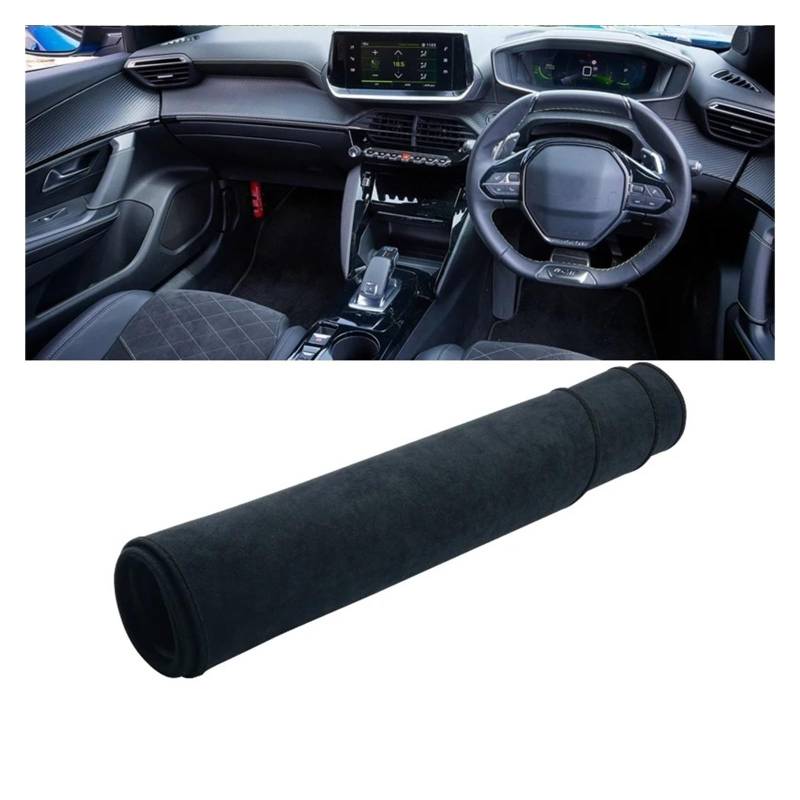 Auto Armaturenbrett Abdeckmatte Für Peugeot 2008 E2008 2019 2020 2021 2022 2023 Auto Dashboard Abdeckung Dash Matte Sonnenschutz Nicht-Slip Pad Zubehör(Black RHD) von Eejghfwq