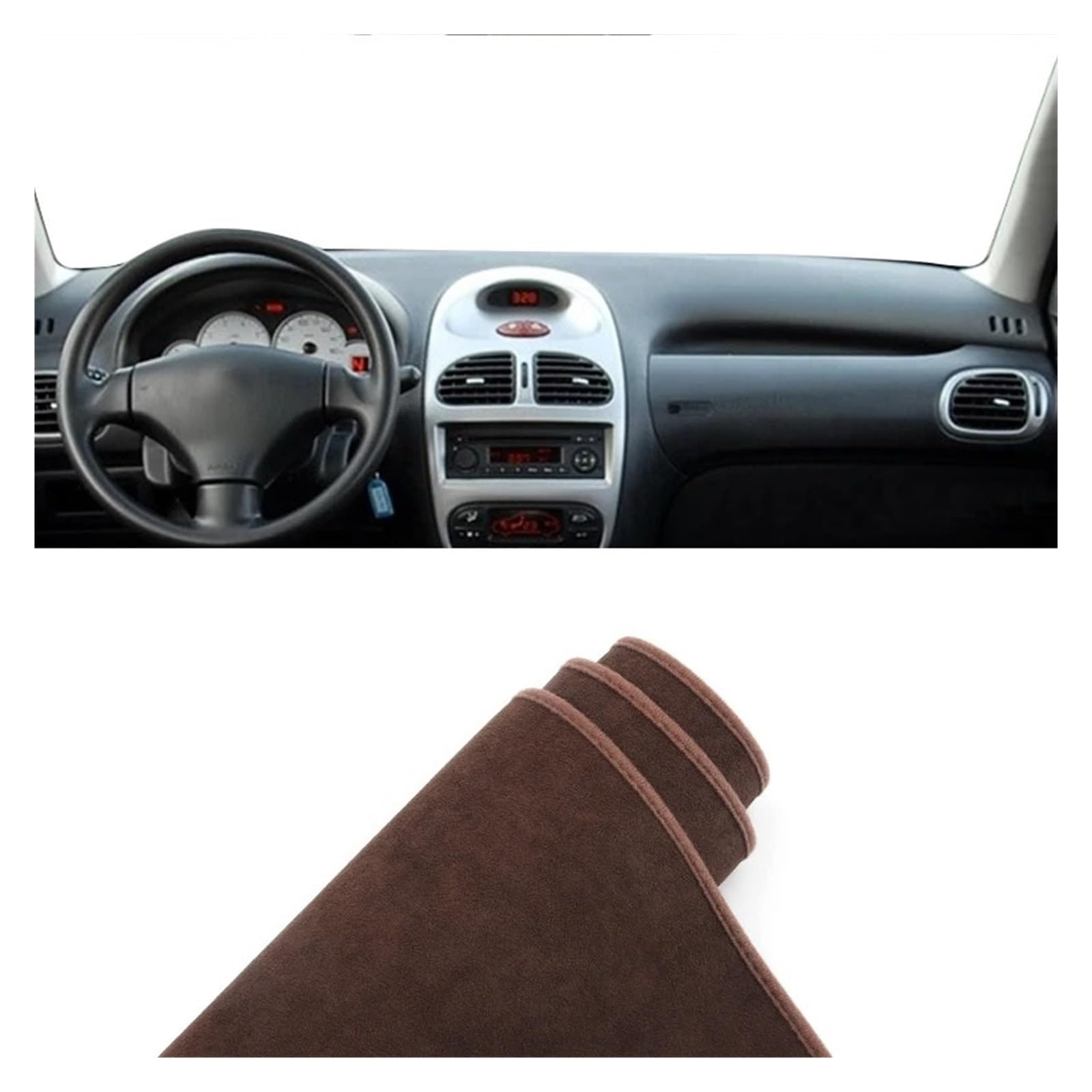 Auto Armaturenbrett Abdeckmatte Für Peugeot 206 206CC 206SW 2004-2008 LHD Auto Dashboard Abdeckung Matte Dash Board Sonnenschutz Pad Instrument Nicht-Slip Teppich(B Brown) von Eejghfwq