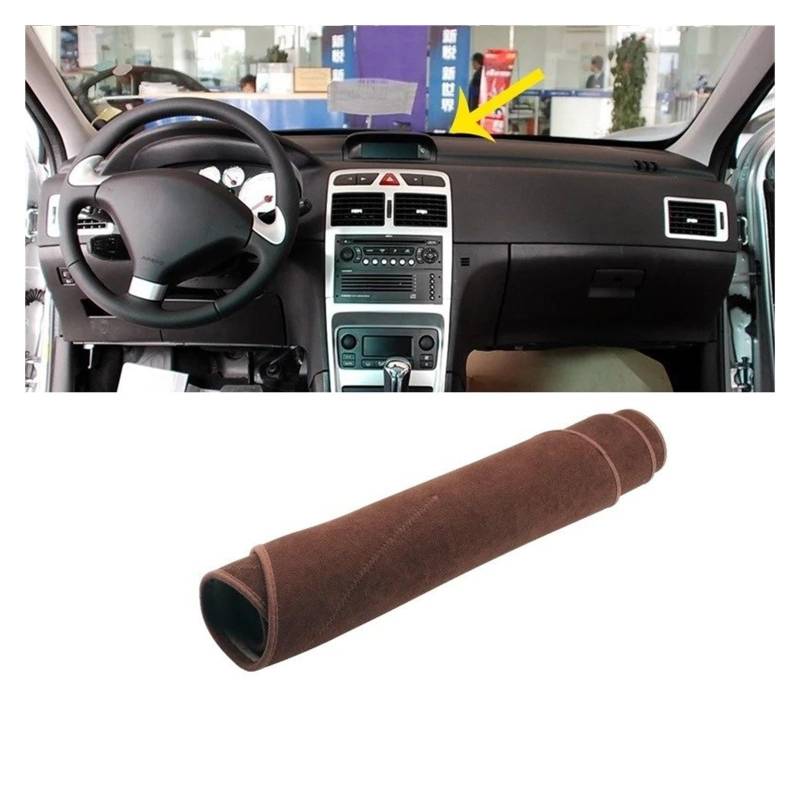 Auto Armaturenbrett Abdeckmatte Für Peugeot 307 SW CC 2004 2005 2006 2007 2008 2009 2010 2011 2012 2013 Auto Dashboard Abdeckung Dash Matte Zubehör(No GPS Brown) von Eejghfwq