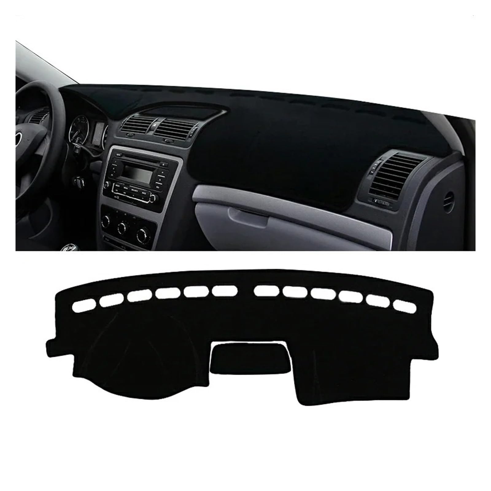 Auto Armaturenbrett Abdeckmatte Für Skoda Für Octavia 2 Für A5 MK2 2004 2005 2006 2007 2008 2009 2010 2011 2012 Auto Dashboard Abdeckung Sonnenschutz Nicht-Slip Pad(LHD Black Side) von Eejghfwq