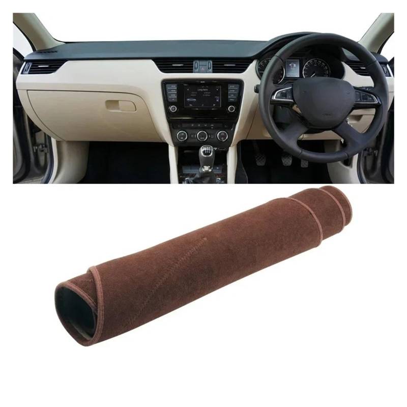 Auto Armaturenbrett Abdeckmatte Für Skoda Für Octavia 3 Für A7 MK3 5E 2013 2014 2015 2016 2017 2018 2019 Auto Dashboard Cover Dash Matte Sun Shade Non-Slip Pad Pad(B RHD Brown) von Eejghfwq