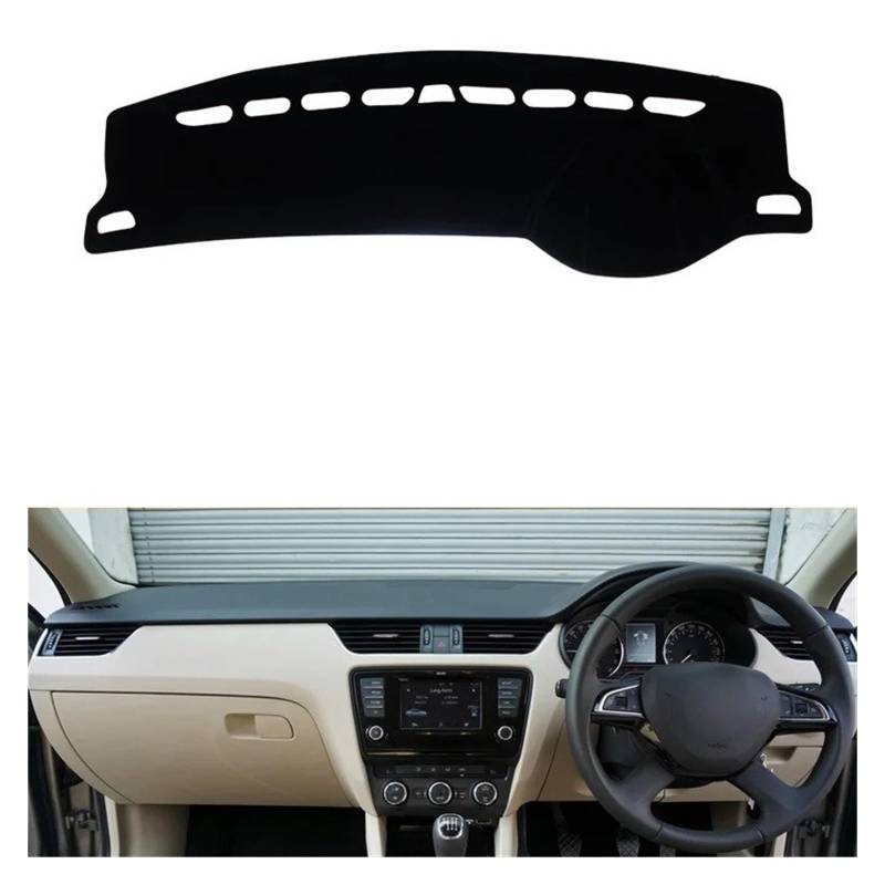 Auto Armaturenbrett Abdeckmatte Für Skoda Für Octavia Für A7 2015-2019 Auto Dashboard Abdeckung Matte Sonnenschutz Pad Instrument Panel Teppiche Anti-uv Zubehör(RHD Black Side) von Eejghfwq