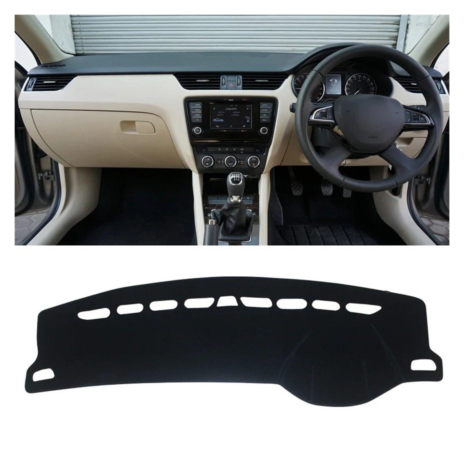 Auto Armaturenbrett Abdeckmatte Für Skoda Für Octavia Für A7 MK3 5E 2015 2016 2017 2018 2019 2020 Auto Dashboard Abdeckung Dash Matte Sonnenschutz Pad Zubehör(RHD Black Side) von Eejghfwq