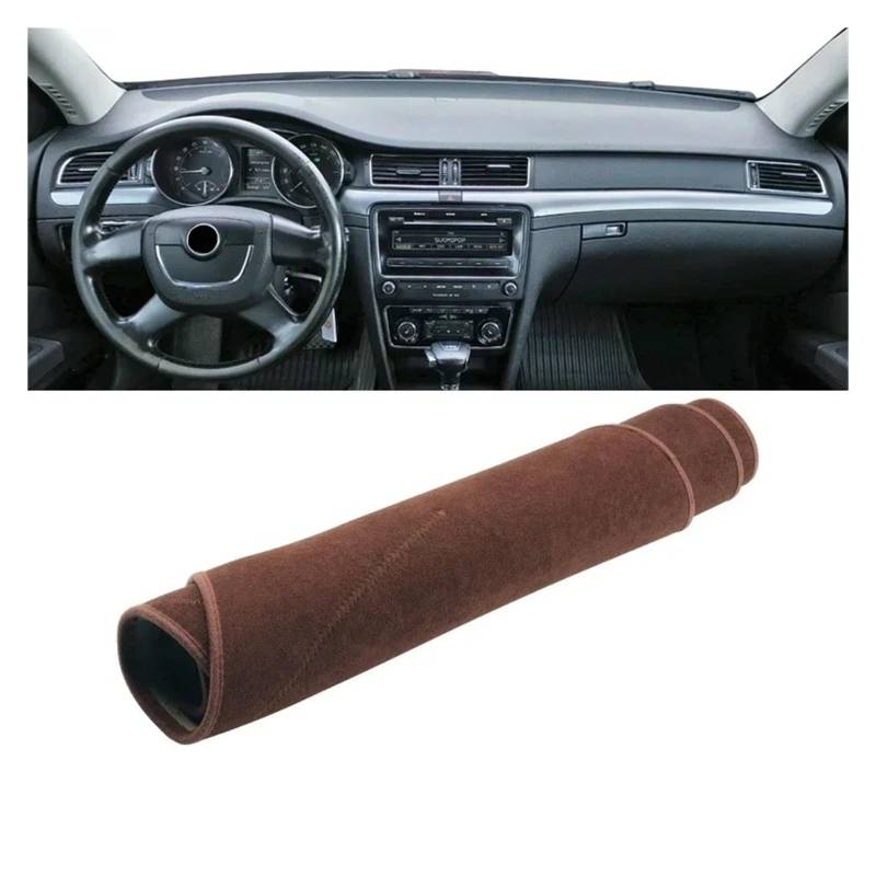 Auto Armaturenbrett Abdeckmatte Für Skoda Für Superb 2 B6 3T 2009 2010 2011 2012 2013 2014 2015 Auto Dashboard Abdeckung Dash Matte Sonnenschutz Nicht-Slip Pad Zubehör(B LHD Brown) von Eejghfwq