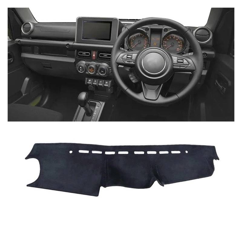 Auto Armaturenbrett Abdeckmatte Für Suzuki Für Jimny JB64 JB74 2019-2023 Auto Dashboard Abdeckung Vermeiden Licht Pad Sonnenschutz Anti-Uv Teppiche Nicht-rutsch Matten(RHD Black) von Eejghfwq