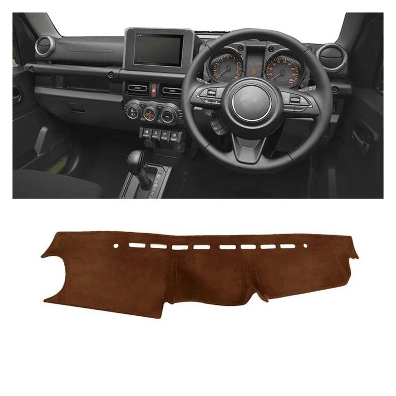 Auto Armaturenbrett Abdeckmatte Für Suzuki Für Jimny JB64 JB74 2019-2023 Auto Dashboard Abdeckung Vermeiden Licht Pad Sonnenschutz Anti-Uv Teppiche Nicht-rutsch Matten(RHD Brown) von Eejghfwq