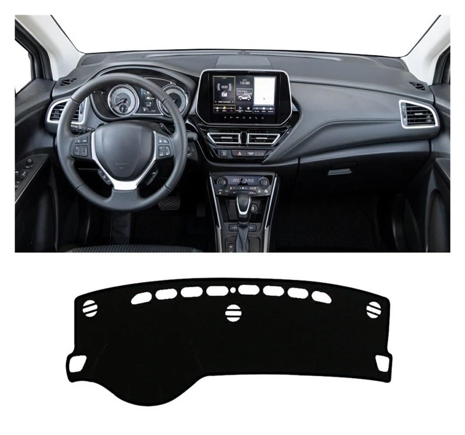 Auto Armaturenbrett Abdeckmatte Für Suzuki Für S-Cross MK3 2022-2024 Auto Dashboard Abdeckung Sonnenschutz Vermeiden Licht Matte Nicht-Slip Instrument Panel Teppich(A LHD Black Side) von Eejghfwq