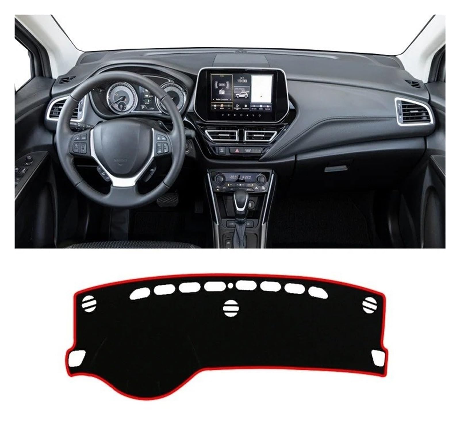 Auto Armaturenbrett Abdeckmatte Für Suzuki Für S-Cross MK3 2022-2024 Auto Dashboard Abdeckung Sonnenschutz Vermeiden Licht Matte Nicht-Slip Instrument Panel Teppich(A LHD Red Side) von Eejghfwq