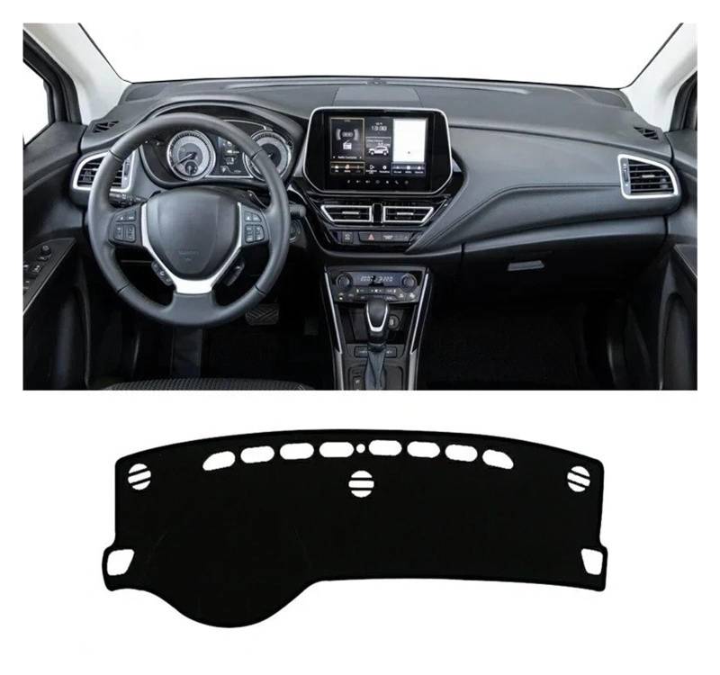 Auto Armaturenbrett Abdeckmatte Für Suzuki Für S-Kreuz Für Scross MK3 2022 2023 2024 Für Hybrid Auto Dashboard Abdeckung Instrument Schreibtisch Sonnenschutz Matte Non-Slip Pad(A LHD Black Side) von Eejghfwq