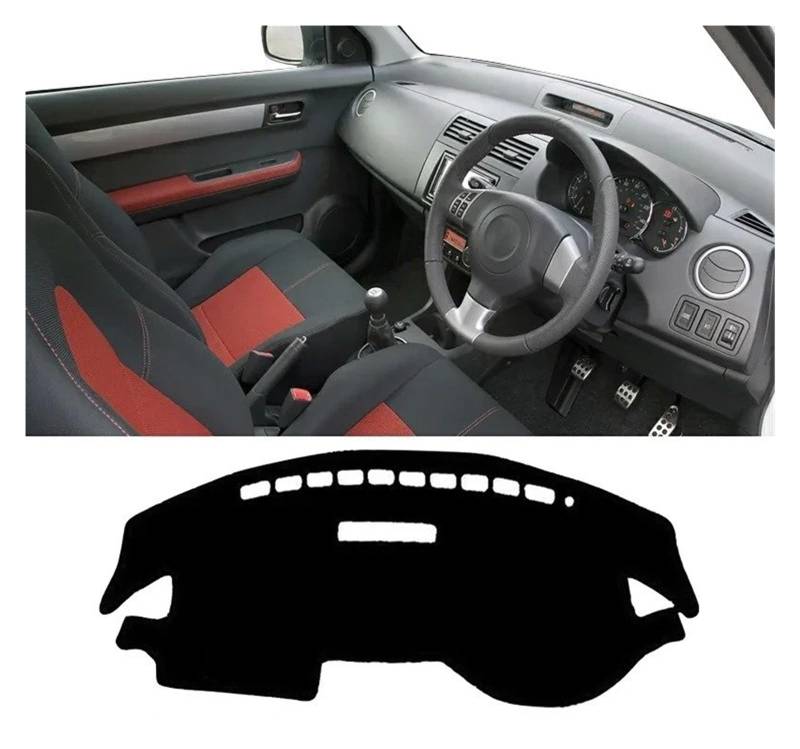 Auto Armaturenbrett Abdeckmatte Für Suzuki Für Swift Sport 2005-2010 Auto Dashboard Abdeckung Vermeiden Licht Pads Nicht-Slip Teppiche Innen Zubehör(RHD Black Side) von Eejghfwq