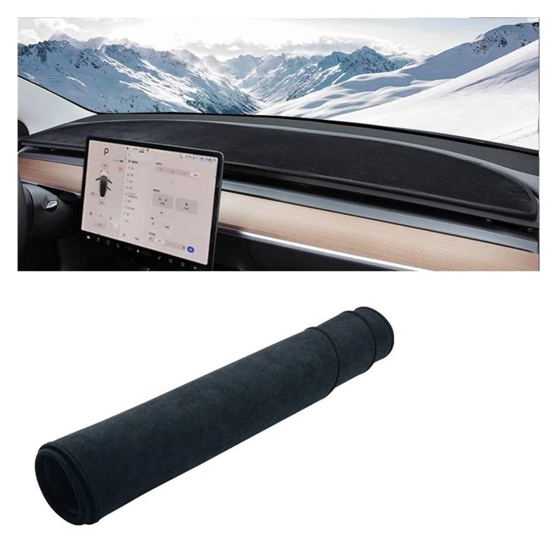 Auto Armaturenbrett Abdeckmatte Für Tesla Für Modell 3 Y 2017 2018 2019 2020 2021 2022 2023 2024 Auto Dashboard Abdeckung Dash Matte Sonnenschutz Nicht-Slip Pad(B Black) von Eejghfwq