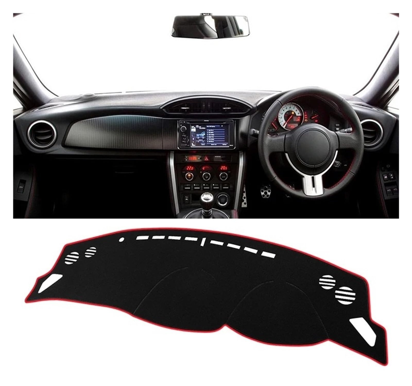 Auto Armaturenbrett Abdeckmatte Für Toyota 86 GT86 2012 2013 2014 2015 2016 2017 2018 2019 2020 Auto Dashboard Abdeckung Dash Matte Sonnenschutz Nicht-Slip Pad(A Red Side RHD) von Eejghfwq