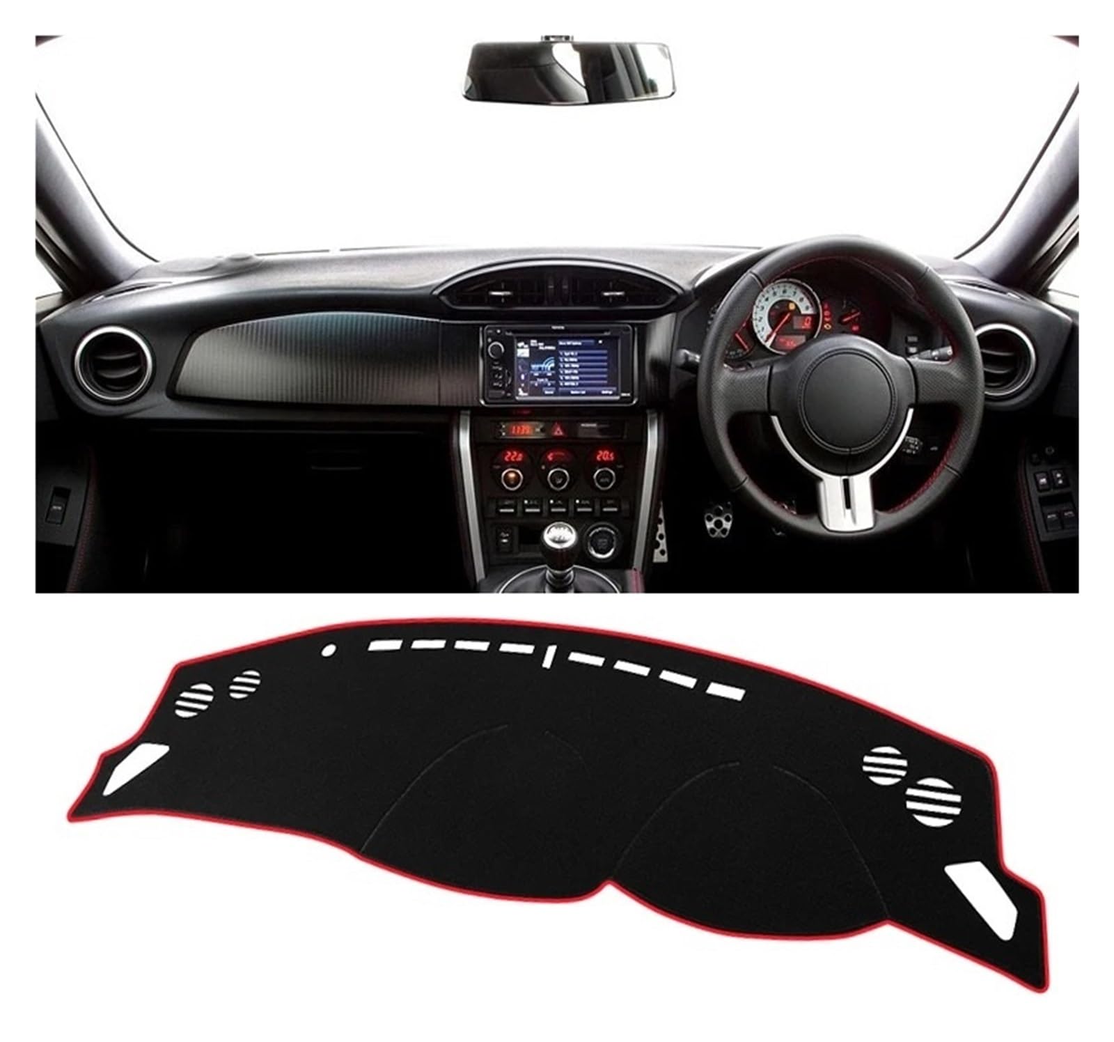 Auto Armaturenbrett Abdeckmatte Für Toyota 86 GT86 ZN6 2012 2013 2014 2015 2016 2017 2018 2019 2020 Auto Dashboard Abdeckung Nicht-Slip Matte Pads(A RHD Red Side) von Eejghfwq