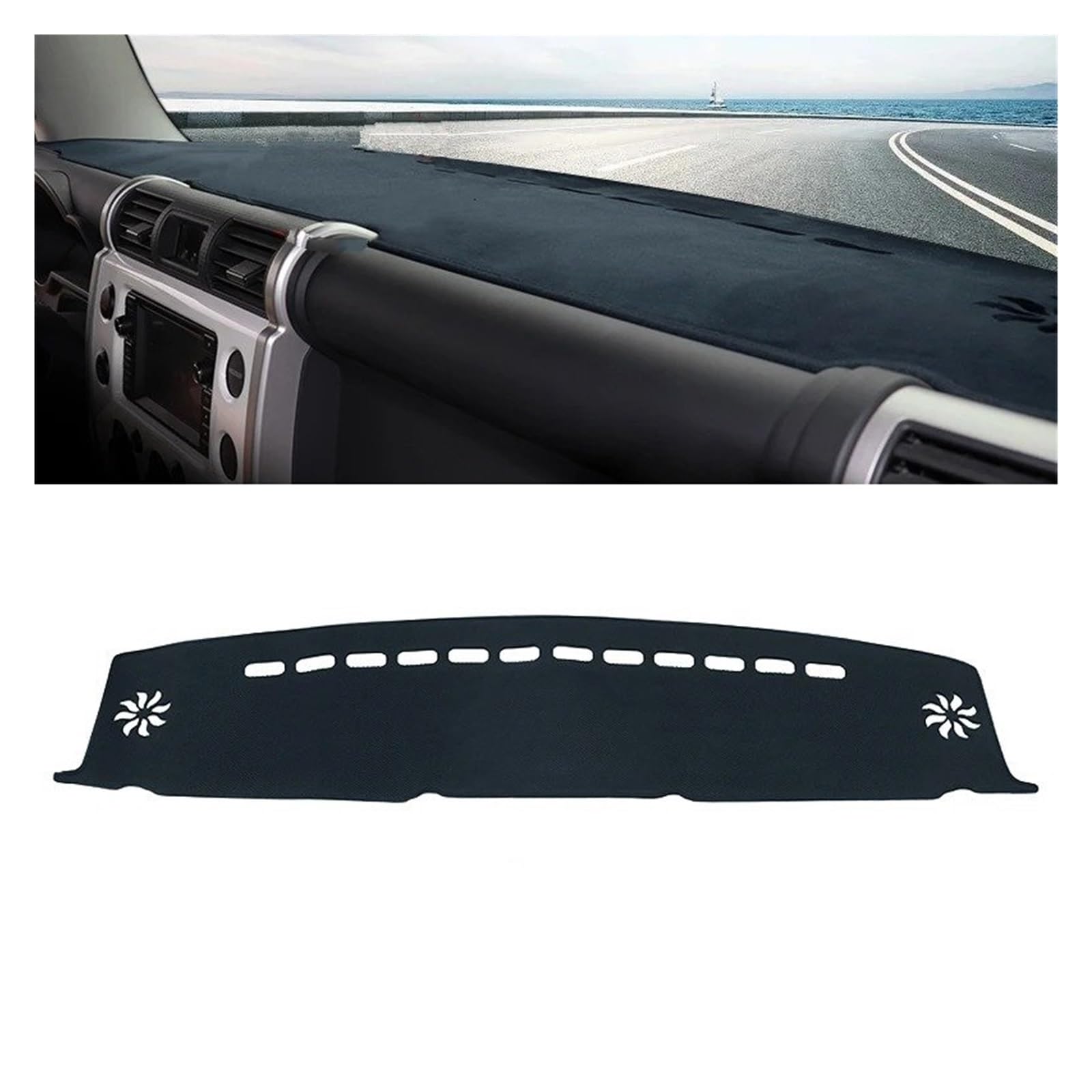 Auto Armaturenbrett Abdeckmatte Für Toyota FJ Für Cruiser 2006-2023 Auto Dashboard Abdeckung Matte Auto Dash Board Sonnenschutz Pad Teppiche Schutz Zubehör(LHD Black Without) von Eejghfwq