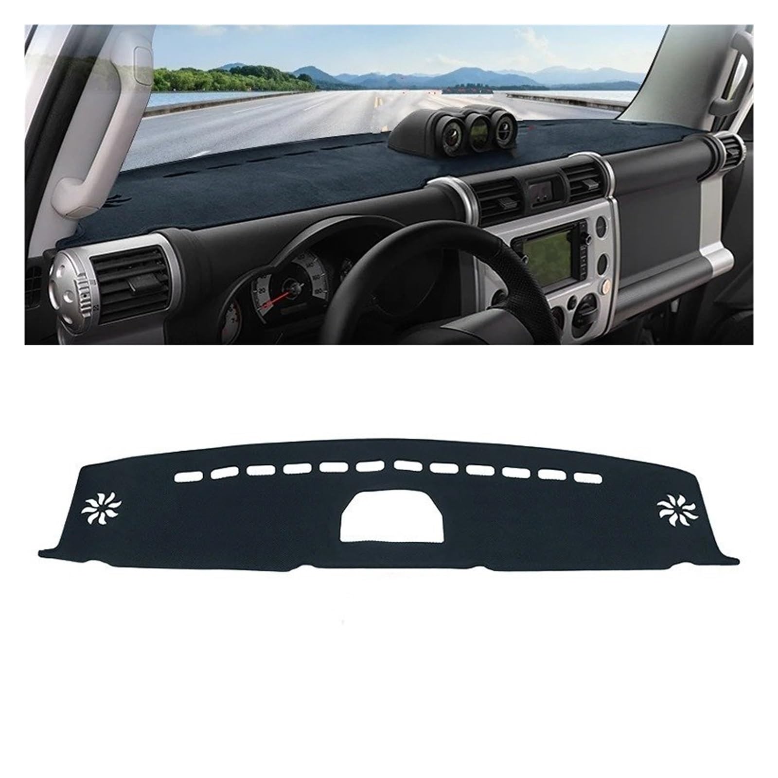 Auto Armaturenbrett Abdeckmatte Für Toyota FJ Für Cruiser 2006-2023 Auto Dashboard Abdeckung Matte Auto Dash Board Sonnenschutz Pad Teppiche Schutz Zubehör(LHD Black with) von Eejghfwq