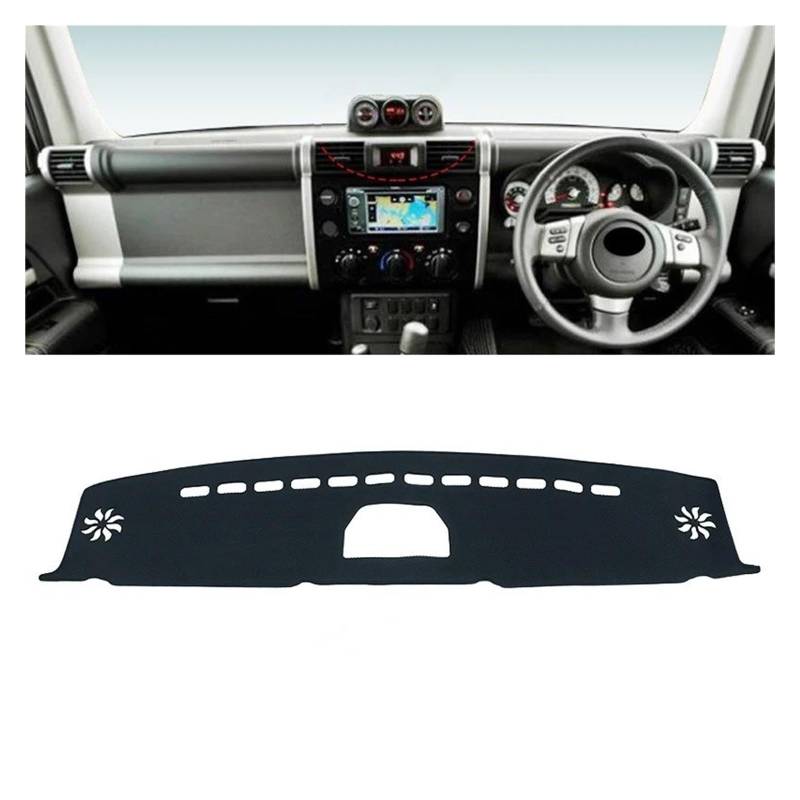 Auto Armaturenbrett Abdeckmatte Für Toyota FJ Für Cruiser 2006-2023 Auto Dashboard Abdeckung Matte Auto Dash Board Sonnenschutz Pad Teppiche Schutz Zubehör(RHD Black with) von Eejghfwq