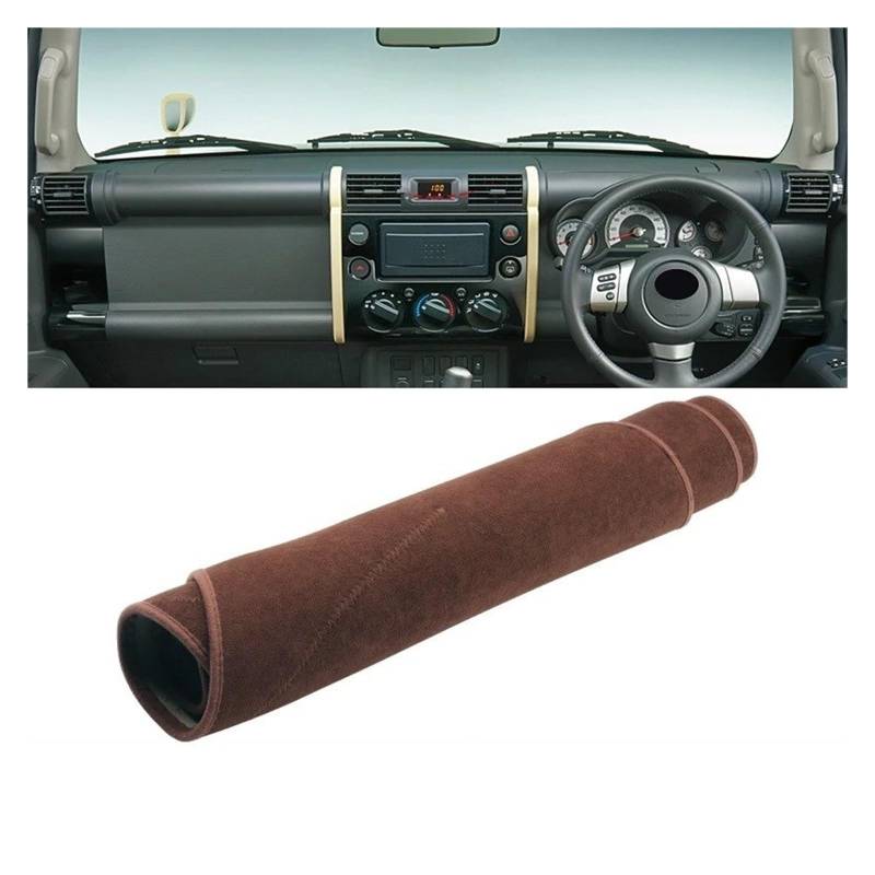 Auto Armaturenbrett Abdeckmatte Für Toyota FJ Für Cruiser 2006-2023 Auto Dashboard Abdeckung Matte Auto Dash Board Sonnenschutz Pad Teppiche Schutz Zubehör(RHD Brown Without) von Eejghfwq