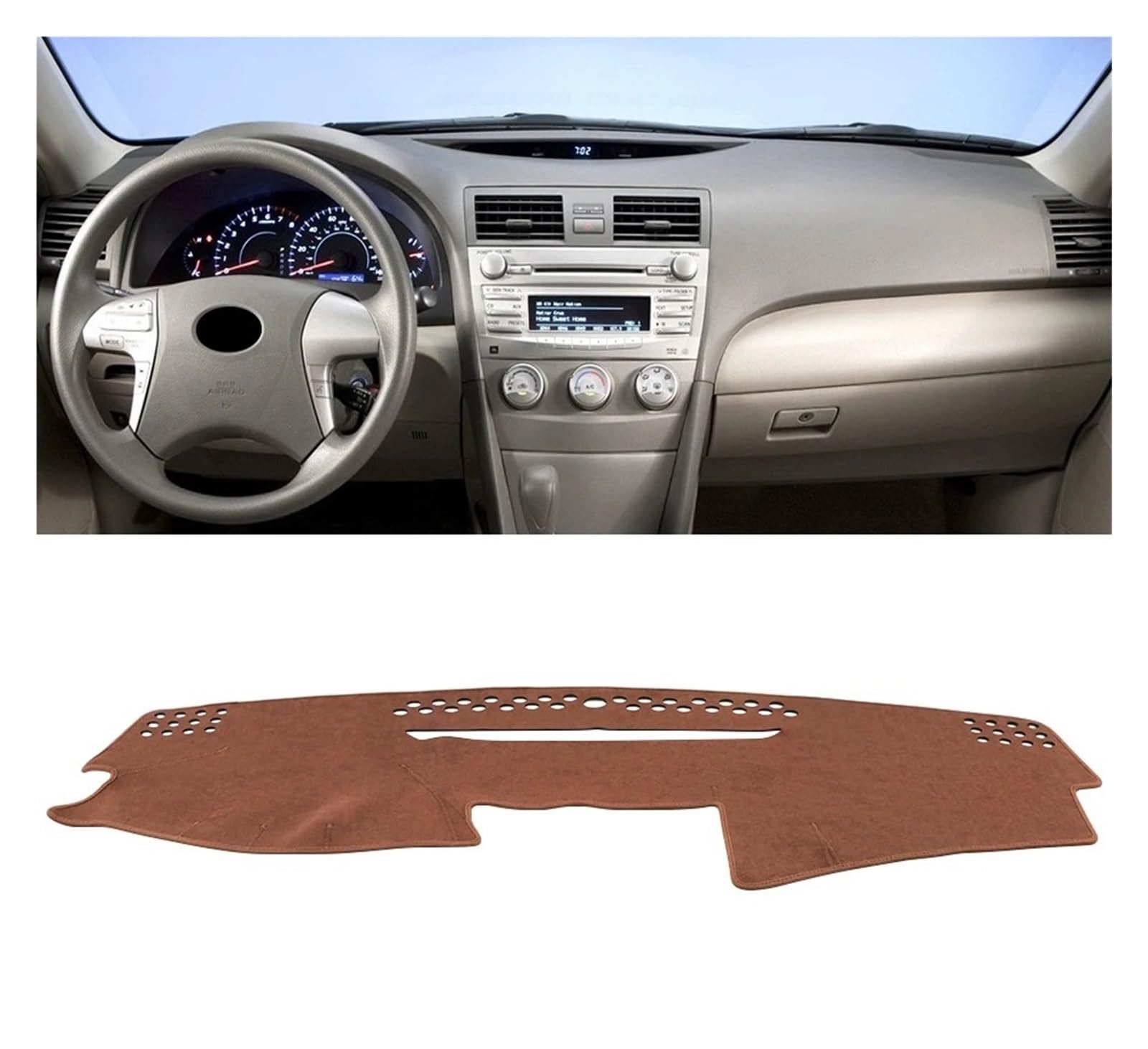 Auto Armaturenbrett Abdeckmatte Für Toyota Für Camry XV40 2007 2008 2009 2010 2011 Auto Dashboard Abdeckung Nicht-Slip Teppiche Anti-Uv Fall Vermeiden Licht Pads Zubehör(LHD Brown) von Eejghfwq