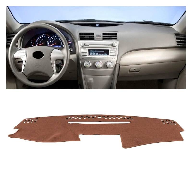 Auto Armaturenbrett Abdeckmatte Für Toyota Für Camry XV40 2007 2008 2009 2010 2011 Auto Dashboard Abdeckung Nicht-Slip Teppiche Anti-Uv Fall Vermeiden Licht Pads Zubehör(LHD Brown) von Eejghfwq