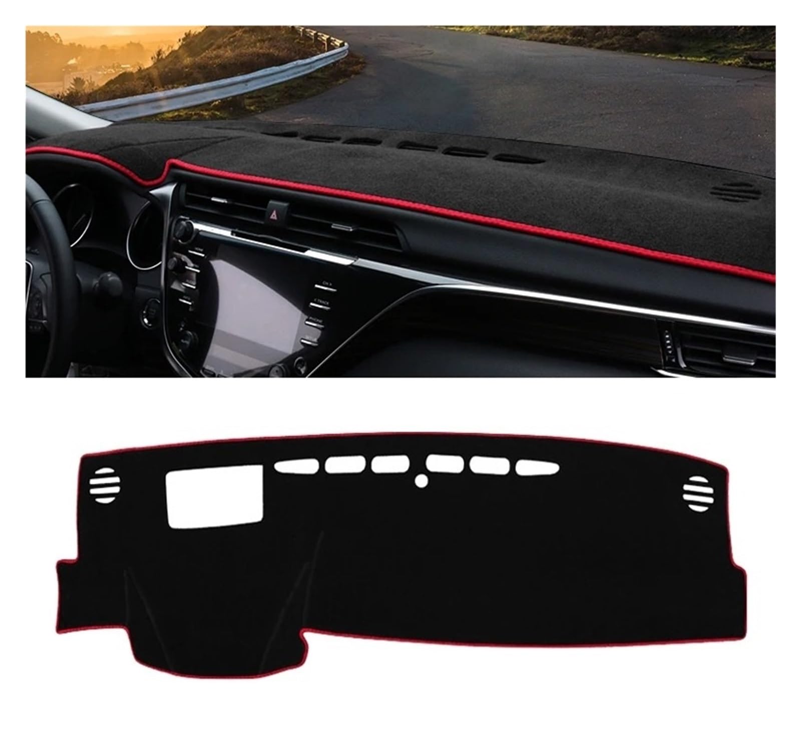 Auto Armaturenbrett Abdeckmatte Für Toyota Für Camry XV70 2018-2024 Auto Dashboard Abdeckung Vermeiden Licht Pads Sonnenschutz Matten Anti-Uv Fall Teppiche(A LHD with HUD Red) von Eejghfwq