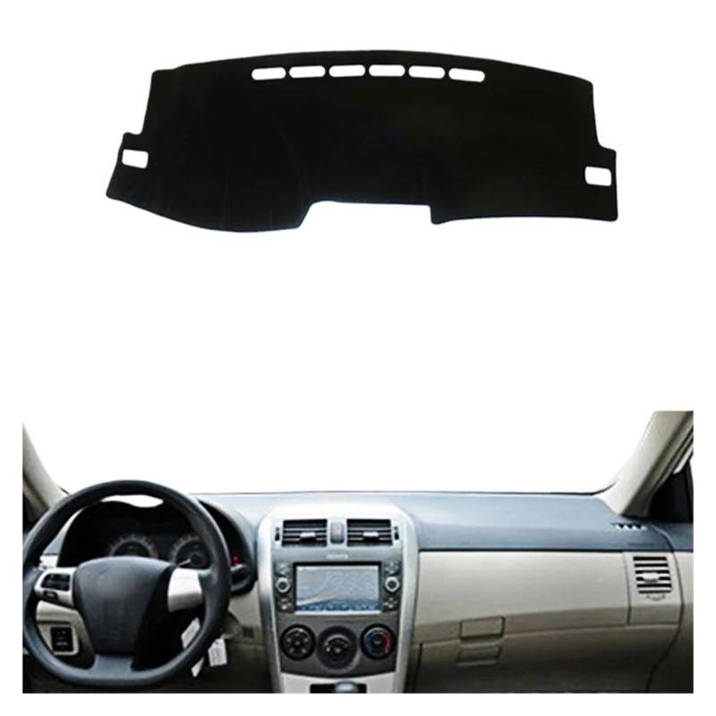 Auto Armaturenbrett Abdeckmatte Für Toyota Für Corolla 2006-2013 Auto Dashboard Abdeckung Dash Matte Auto Nicht-Slip Sonnenschutz Pad Teppich Anti-Uv Auto Zubehör(LHD Black) von Eejghfwq