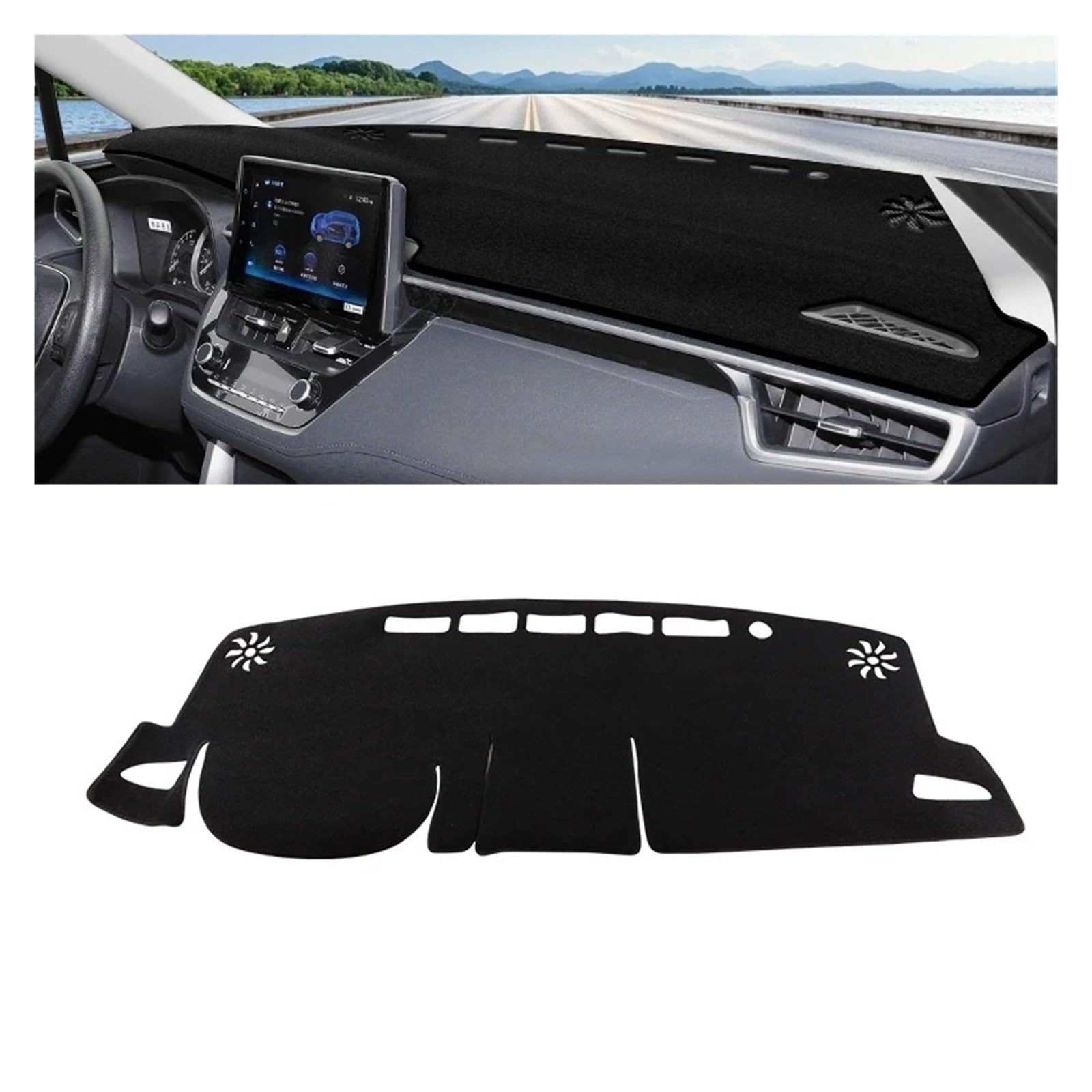 Auto Armaturenbrett Abdeckmatte Für Toyota Für Corolla Für Cross XG10 2021 2022 2023 2024 Für Hybrid Auto Dashboard Abdeckung Dash Matte Sonnenschutz Nicht-Slip Pad(A Black Side LHD) von Eejghfwq