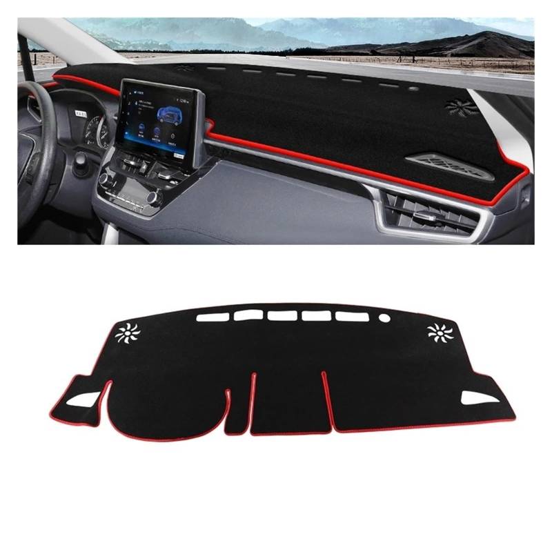 Auto Armaturenbrett Abdeckmatte Für Toyota Für Corolla Für Cross XG10 2021 2022 2023 2024 Für Hybrid Auto Dashboard Abdeckung Dash Matte Sonnenschutz Nicht-Slip Pad(A Red Side LHD) von Eejghfwq