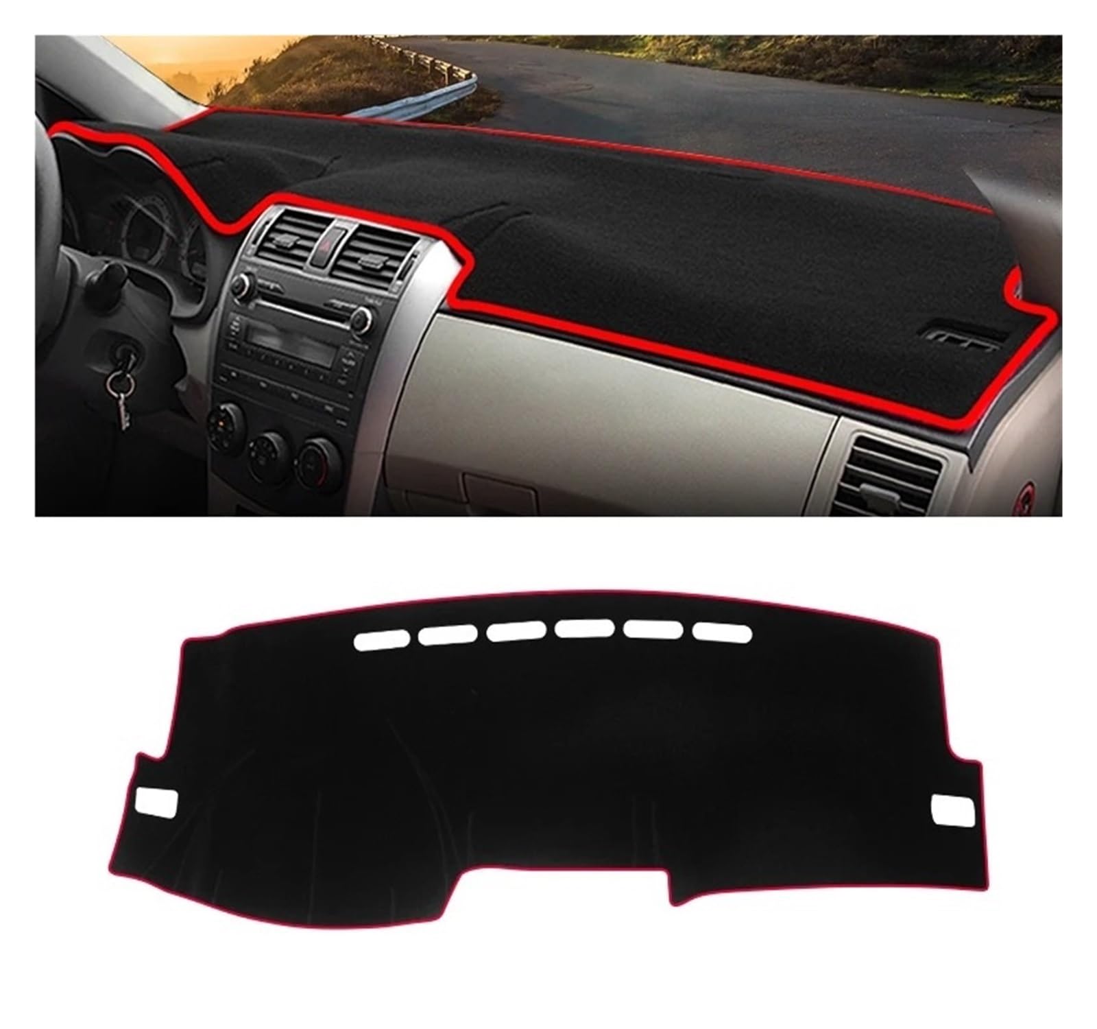 Auto Armaturenbrett Abdeckmatte Für Toyota Für Corolla X Für Axio Für Fielder 2007-2011 Auto Dashboard Abdeckung Matte Dash Board Sonnenschutz Pad Teppiche Zubehör(A LHD Red Side) von Eejghfwq