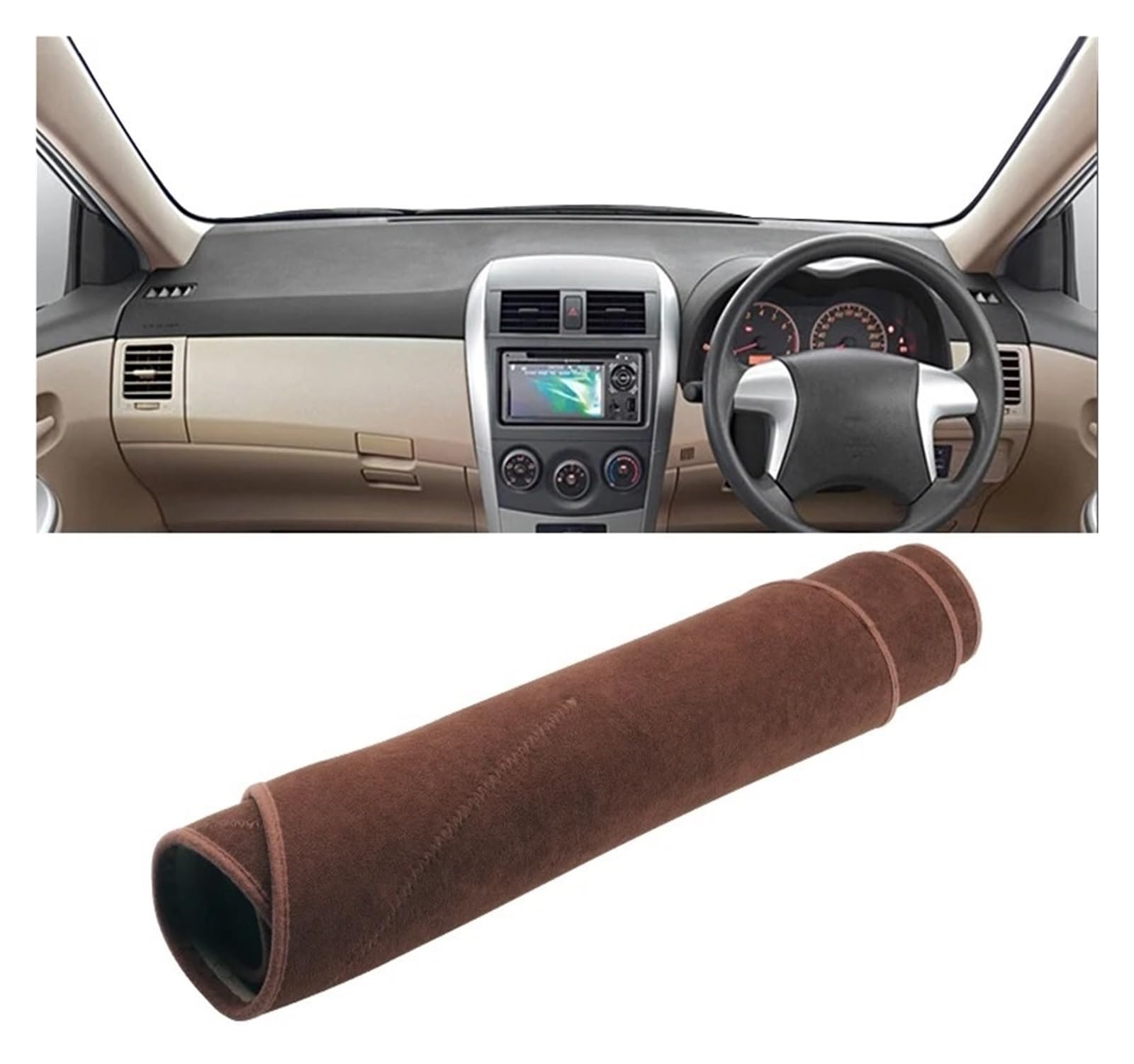 Auto Armaturenbrett Abdeckmatte Für Toyota Für Corolla X Für Axio Für Fielder 2007-2011 Auto Dashboard Abdeckung Matte Dash Board Sonnenschutz Pad Teppiche Zubehör(B RHD Brown) von Eejghfwq