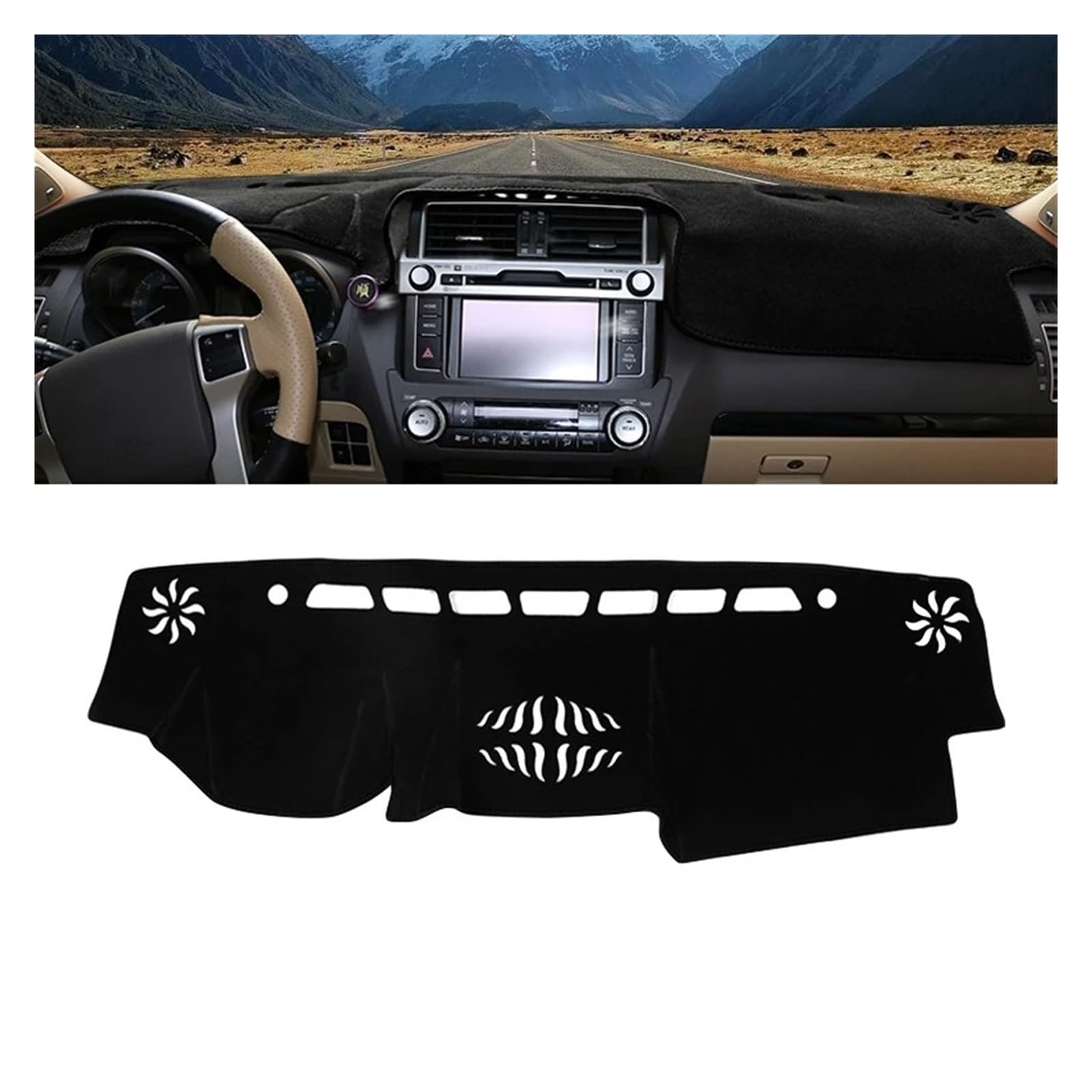 Auto Armaturenbrett Abdeckmatte Für Toyota Für Land Für Cruiser Für Prado 150 FJ150 2010-2020 Auto Dashboard Abdeckung Dash Matte Sonnenschutz Nicht-Slip Pad Zubehör(A Black Side LHD) von Eejghfwq